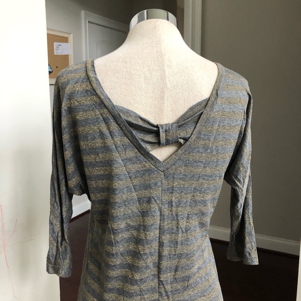 Candies Bow Back Shimmer Striped Top